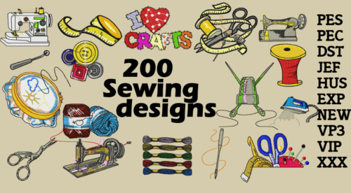 MACHINE EMBROIDERY DESIGNS - 200 SEWING DESIGNS - MULTIPLE FORMATS - 4