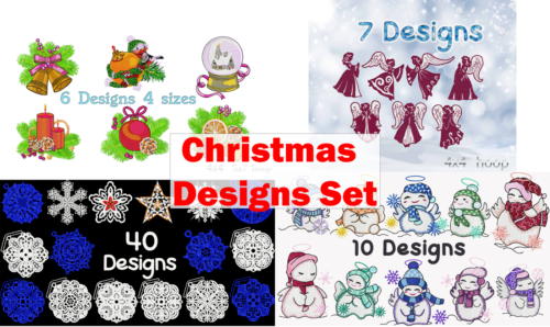 MACHINE EMBROIDERY DESIGNS - 4 CHRISTMAS DESIGNS SETS - MULTIPLE FORMA