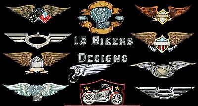 MACHINE EMBROIDERY DESIGNS - 15 BIKERS EMBROIDERY DESIGNS - PES DST JE
