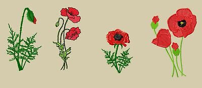 MACHINE EMBROIDERY DESIGNS - POPPIES EMBROIDERY - DRESS, HANDBAG Embro