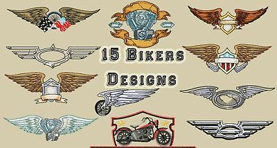 MACHINE EMBROIDERY DESIGNS - 15 BIKERS EMBROIDERY DESIGNS - PES DST JE
