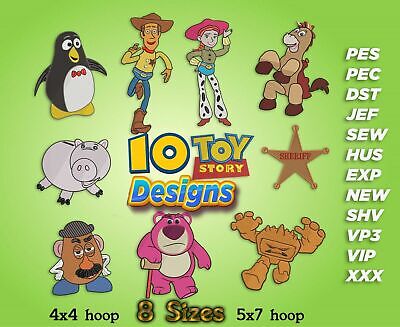 MACHINE EMBROIDERY DESIGNS - 10 TOY STORY EMBROIDERY DESIGNS - PES DST JEF VP3