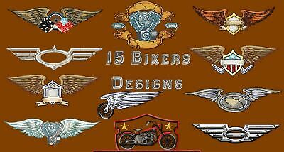 MACHINE EMBROIDERY DESIGNS - 15 BIKERS EMBROIDERY DESIGNS - PES DST JE