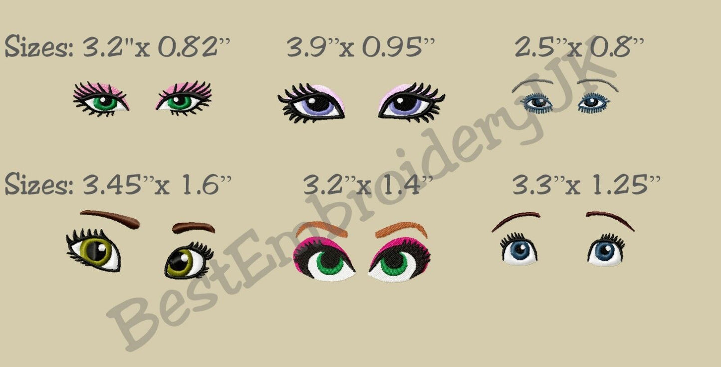 12 MACHINE EMBROIDERY DESIGNS - EMBROIDERY EYES - WOMAN'S EYES