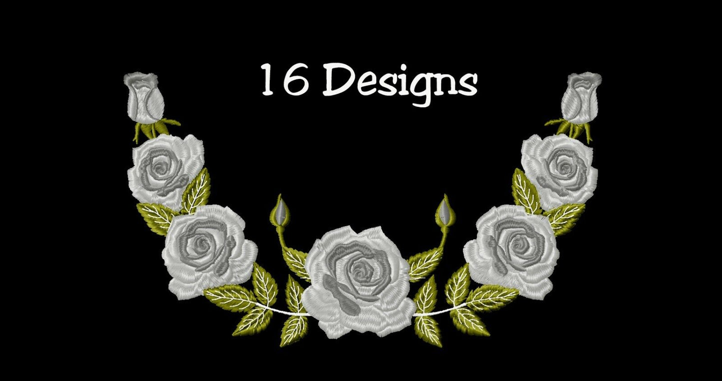 MACHINE EMBROIDERY DESIGNS - ROSES EMBROIDERY - DRESS, HANDBAG Embroid