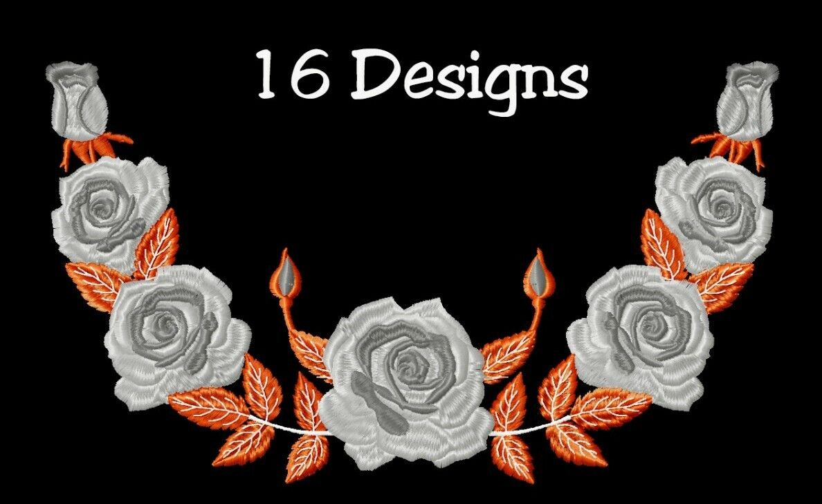 MACHINE EMBROIDERY DESIGNS - ROSES EMBROIDERY - DRESS, HANDBAG Embroid