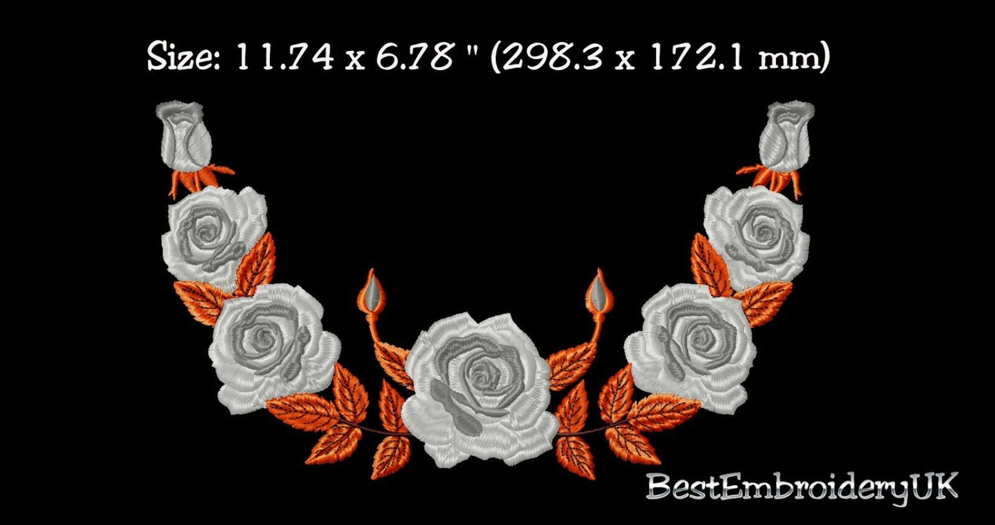 MACHINE EMBROIDERY DESIGNS - ROSES EMBROIDERY - DRESS, HANDBAG Embroid