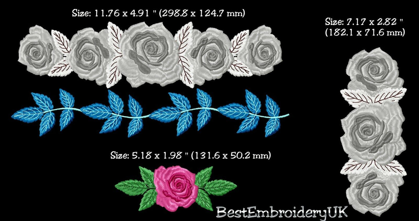 MACHINE EMBROIDERY DESIGNS - ROSES EMBROIDERY - DRESS, HANDBAG Embroid