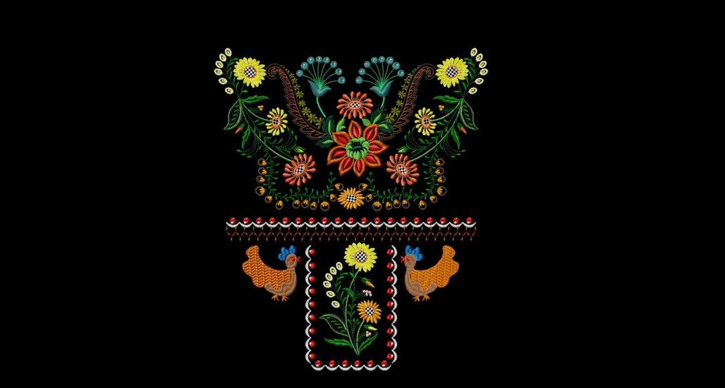 MACHINE EMBROIDERY DESIGNS - FLOWERS EMBROIDERY - DRESS Embroidery - H