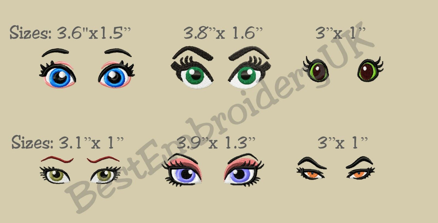 12 MACHINE EMBROIDERY DESIGNS - EMBROIDERY EYES - WOMAN'S EYES