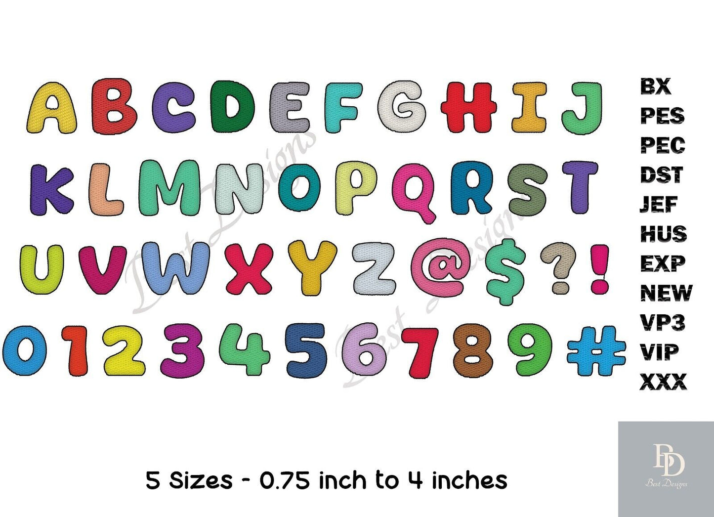 MACHINE EMBROIDERY FONT - KIDS ALPHABET - MULTIPLE FORMATS plus BX - 5