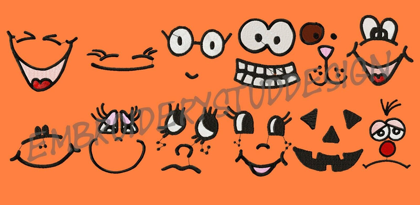 DOLL FACE Machine Embroidery Designs - 67 Funny Faces Designs - PES DST