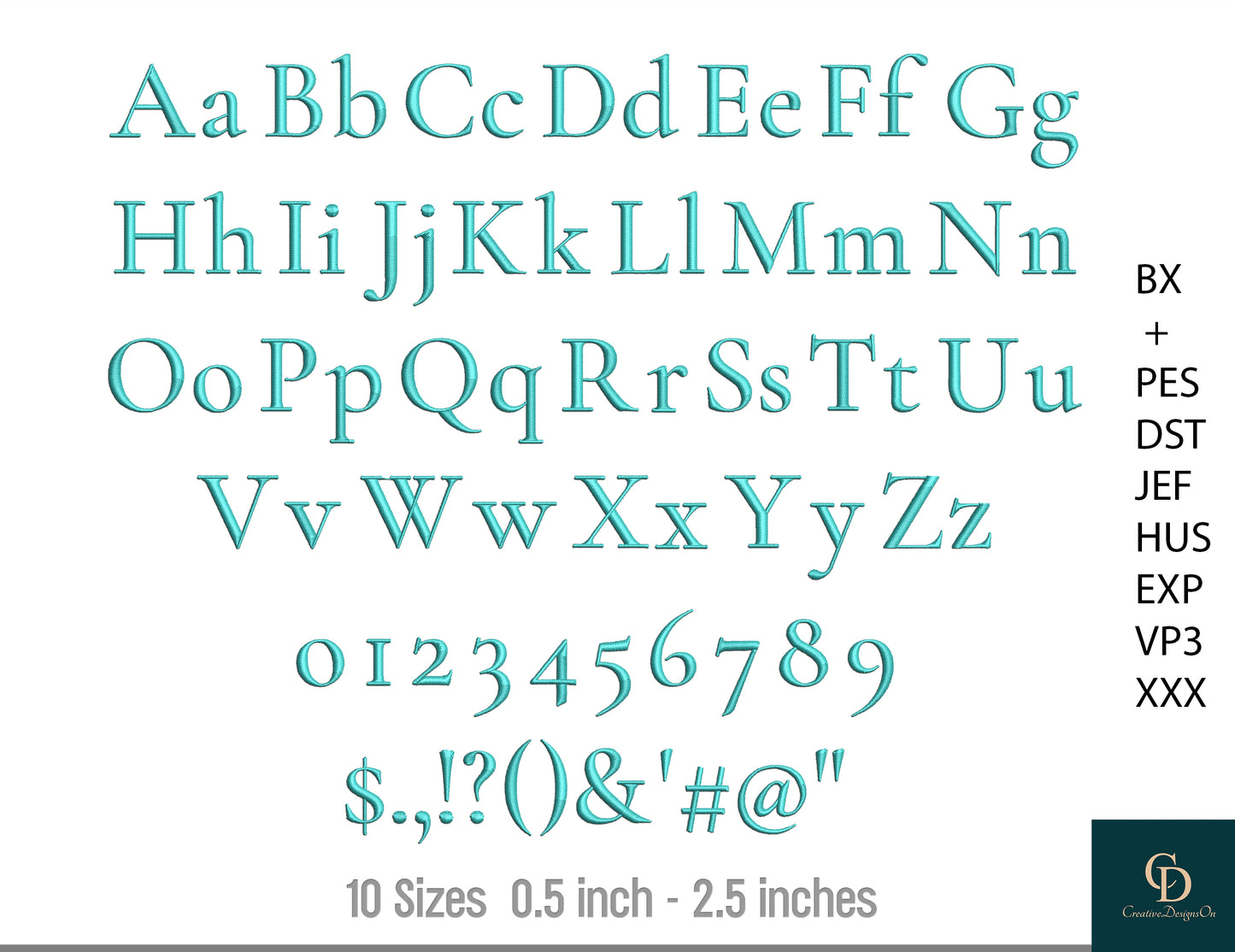 Machine Embroidery Fonts Bundle, Super BX Set of 12 Fonts, Monogram Alphabet, Satin Font, Boho Signature Font, 11 Sizes