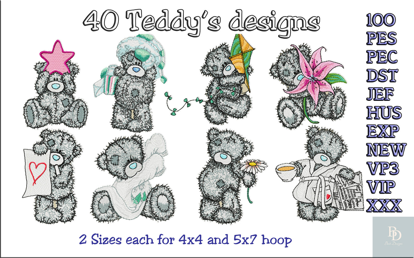 Machine Embroidery Designs - 40 TEDDY BEAR ME TO YOU Embroidery Designs