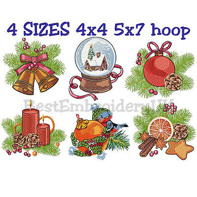 MACHINE EMBROIDERY DESIGNS - 6 CHRISTMAS EMBROIDERY DESIGNS - PES DST