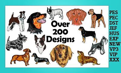 MACHINE EMBROIDERY DESIGNS - OVER 200 DOGS BREED DESIGNS - MULTIPLE FO