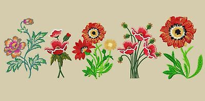 MACHINE EMBROIDERY DESIGNS - POPPIES EMBROIDERY - DRESS, HANDBAG Embro