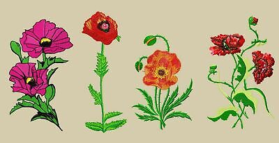 MACHINE EMBROIDERY DESIGNS - POPPIES EMBROIDERY - DRESS, HANDBAG Embro