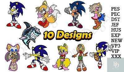 MACHINE EMBROIDERY DESIGNS - 10 SUPER SONIC DESIGNS - MULTIPLE FORMATS