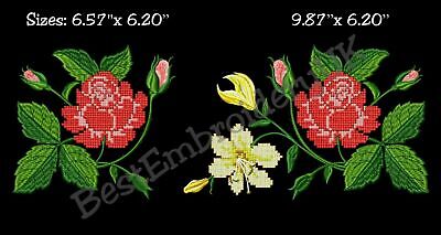 MACHINE EMBROIDERY DESIGNS - ROSES, LILY EMBROIDERY - DRESS, HANDBAG E