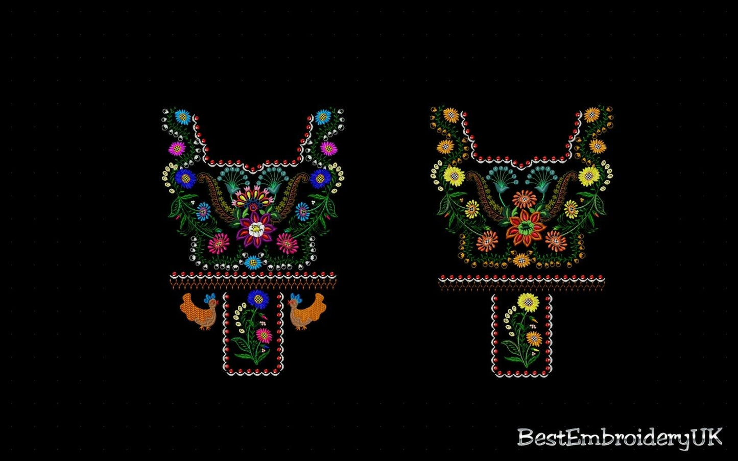 MACHINE EMBROIDERY DESIGNS - FLOWERS EMBROIDERY - DRESS Embroidery - H