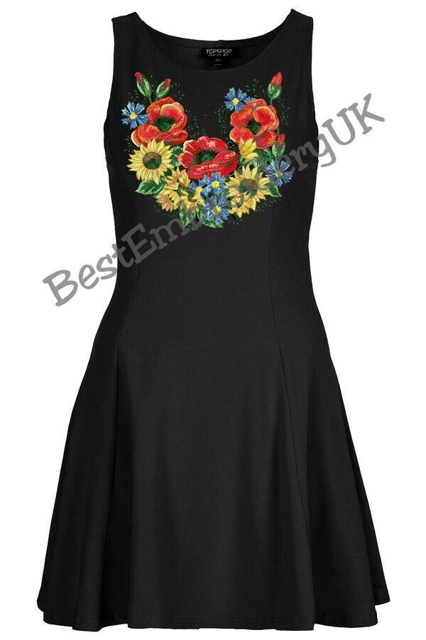 MACHINE EMBROIDERY DESIGNS - POPPY SUNFLOWER EMBROIDERY - DRESS Embroi