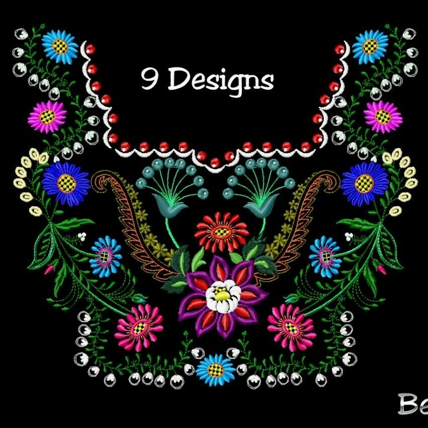 MACHINE EMBROIDERY DESIGNS - FLOWERS EMBROIDERY - DRESS Embroidery - H