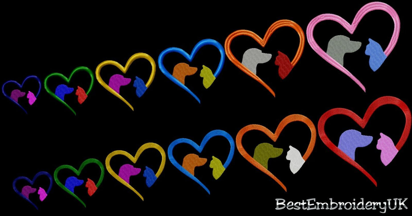 MACHINE EMBROIDERY DESIGNS - Paw Heart Embroidery - Cat Dog Heart Desi