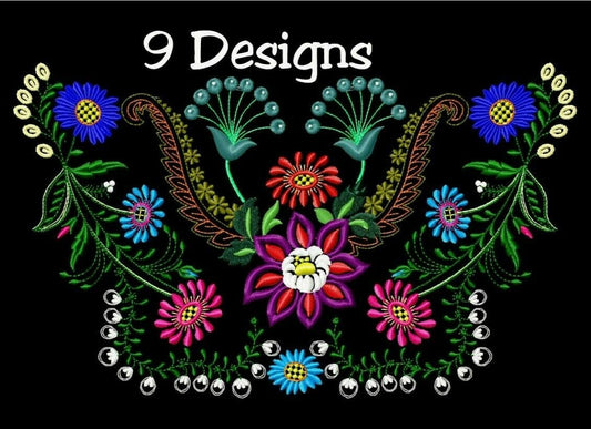MACHINE EMBROIDERY DESIGNS - FLOWERS EMBROIDERY - DRESS Embroidery - H