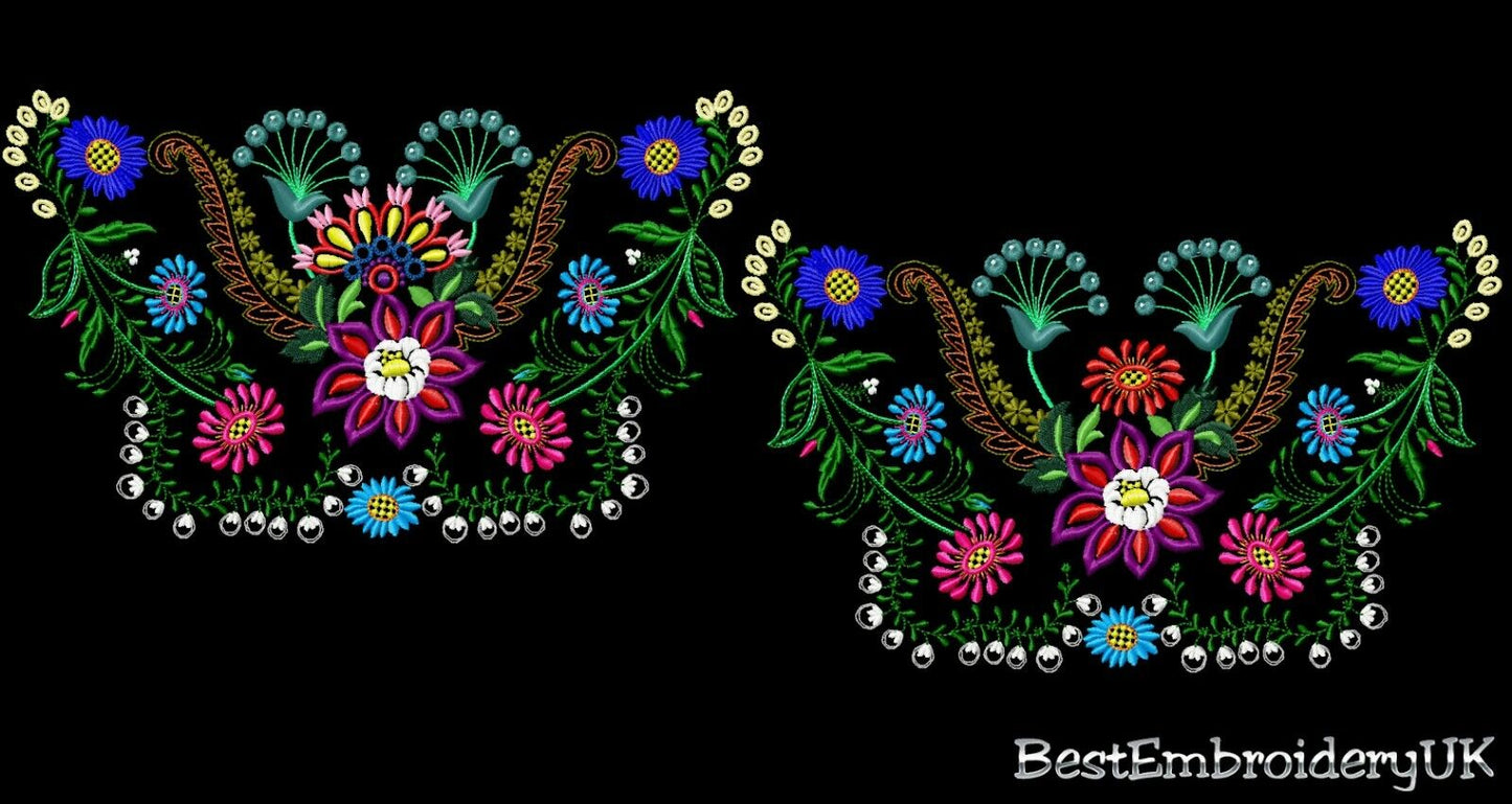 MACHINE EMBROIDERY DESIGNS - FLOWERS EMBROIDERY - DRESS Embroidery - H