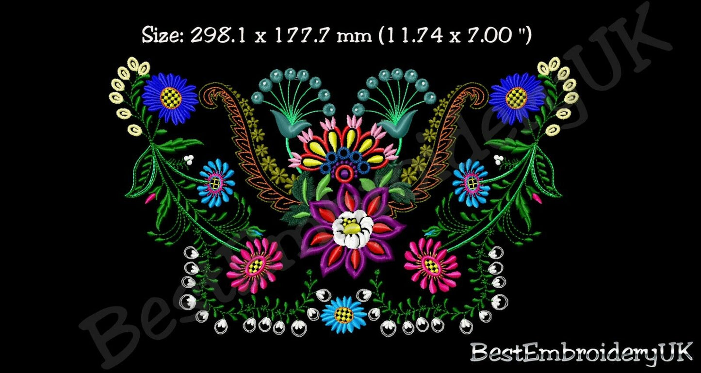 MACHINE EMBROIDERY DESIGNS - FLOWERS EMBROIDERY - DRESS Embroidery - H