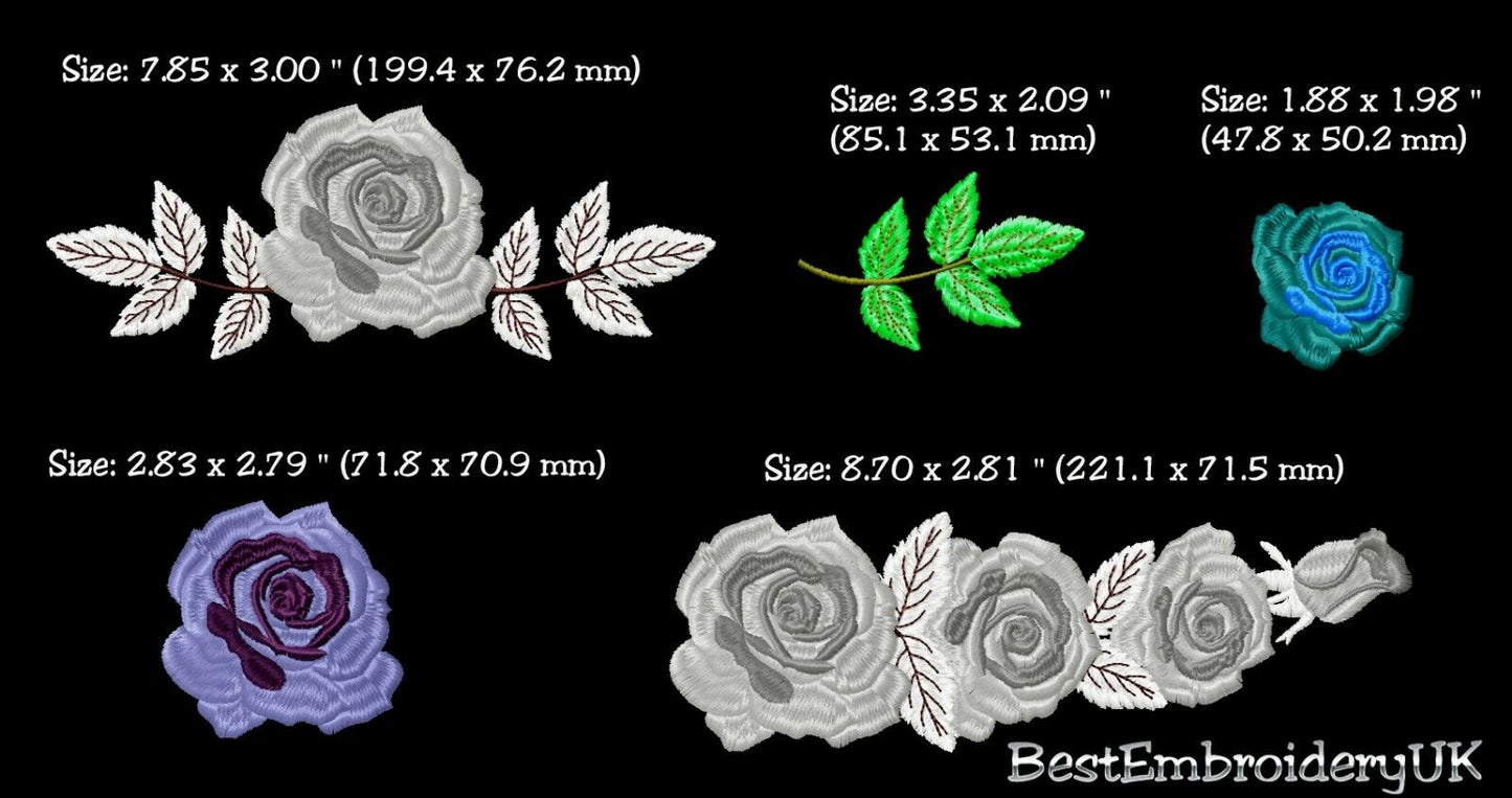 MACHINE EMBROIDERY DESIGNS - ROSES EMBROIDERY - DRESS, HANDBAG Embroid