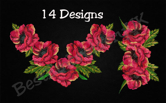 MACHINE EMBROIDERY DESIGNS - POPPY EMBROIDERY - DRESS Embroidery - Han
