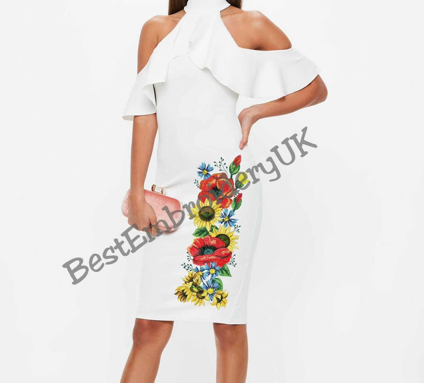 MACHINE EMBROIDERY DESIGNS - POPPY SUNFLOWER EMBROIDERY - DRESS Embroi