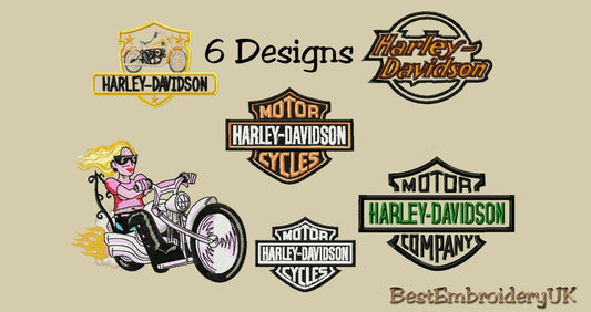 MACHINE EMBROIDERY DESIGNS - 6 HARLEY DAVIDSON EMBROIDERY DESIGNS 