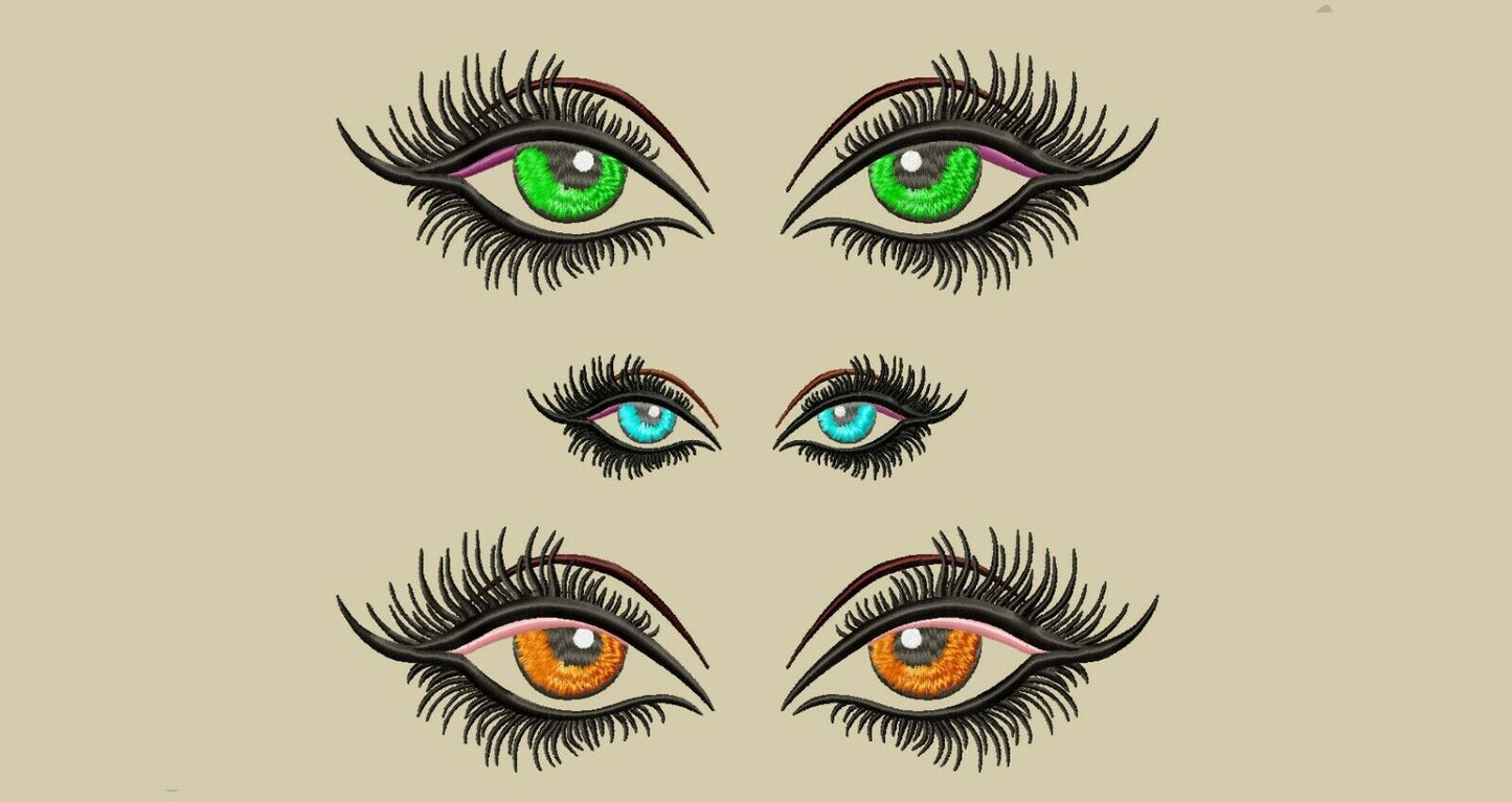 MACHINE EMBROIDERY DESIGNS - DOLL FACE - REALISTIC WOMAN'S EYES - EYEL