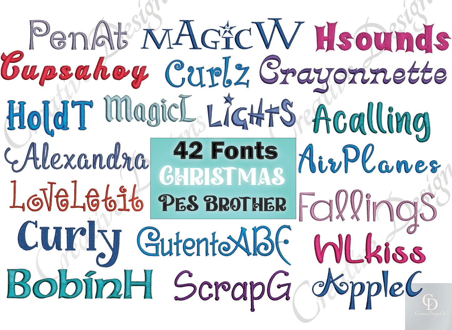 MACHINE EMBROIDERY DESIGNS - 42 CHRISTMAS EMBROIDERY FONTS