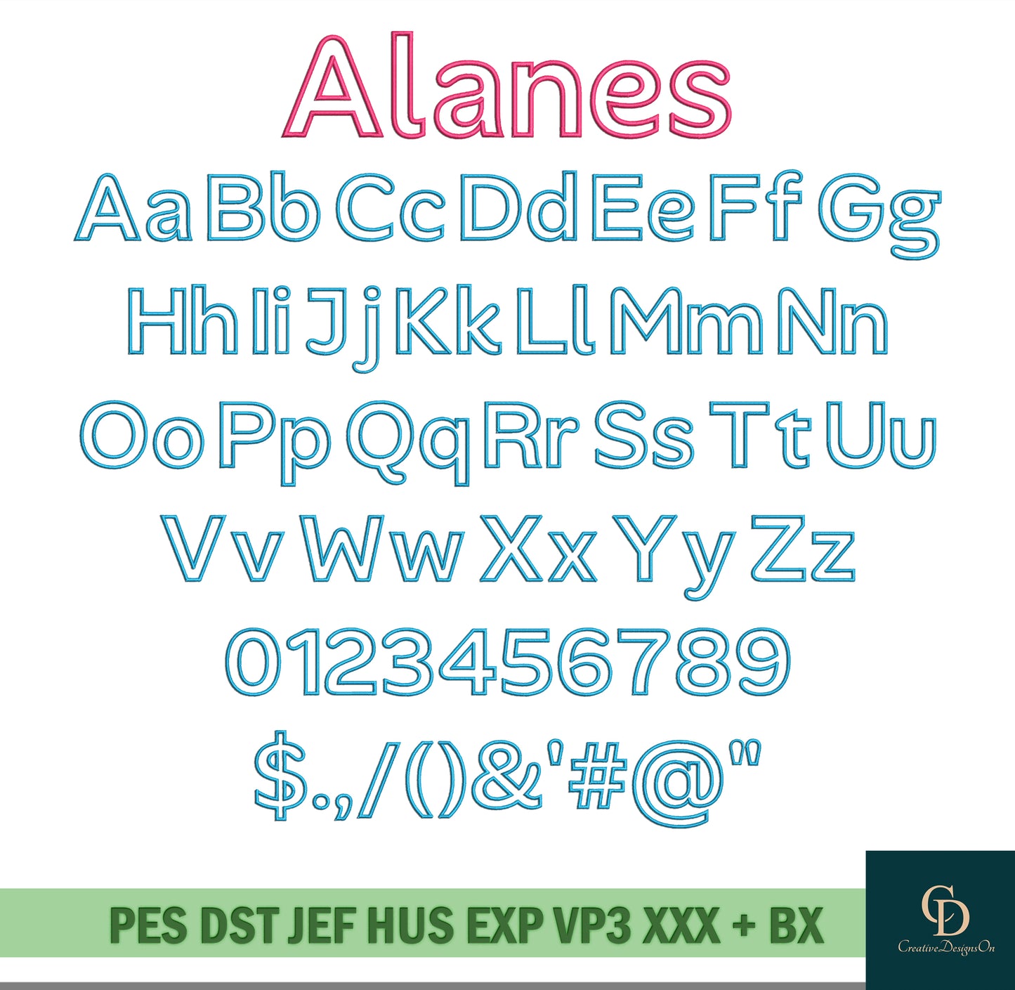 180 Embroidery Fonts, BX Native Fonts