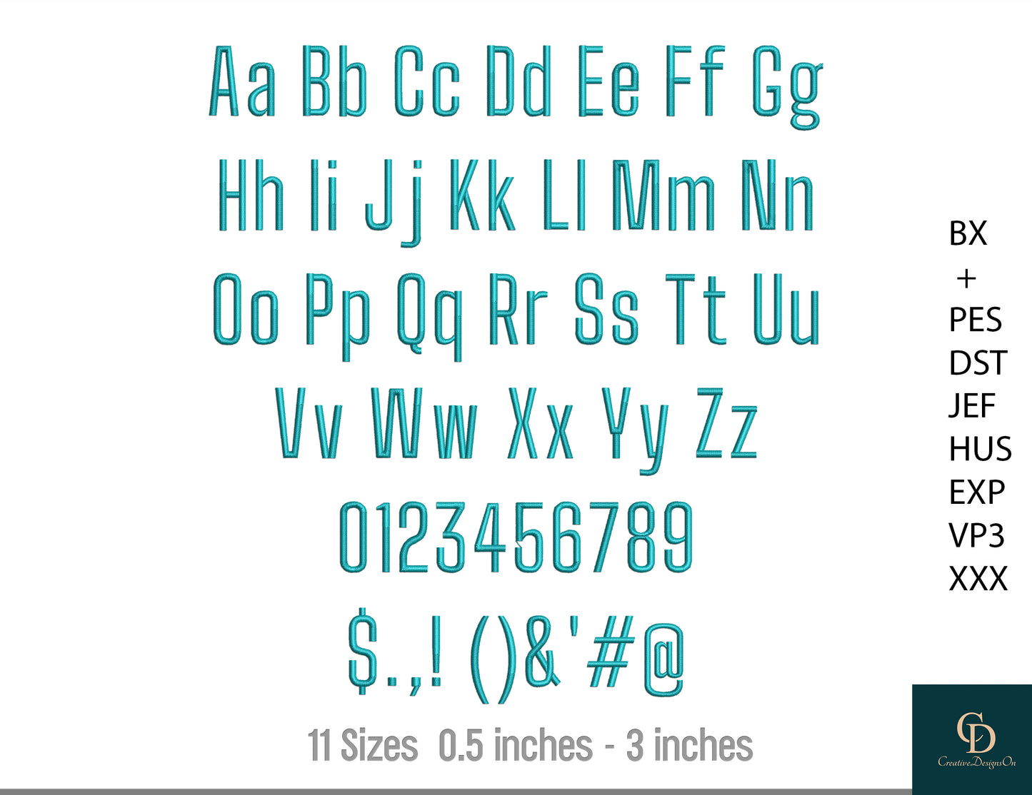 Machine Embroidery Fonts Bundle, Super BX Set of 12 Fonts, Monogram Alphabet, Satin Font, Boho Signature Font, 11 Sizes