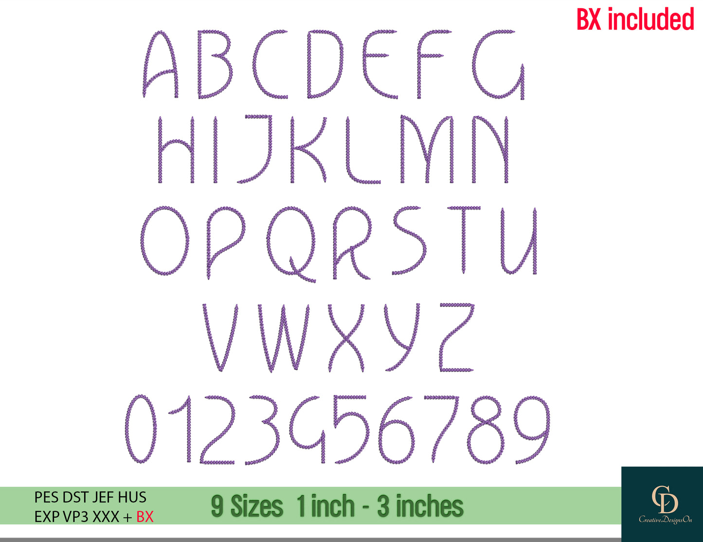 Machine Embroidery Fonts Bundle, Super BX Set of 12 Fonts, Monogram Alphabet, Satin Font, Boho Signature Font, 11 Sizes