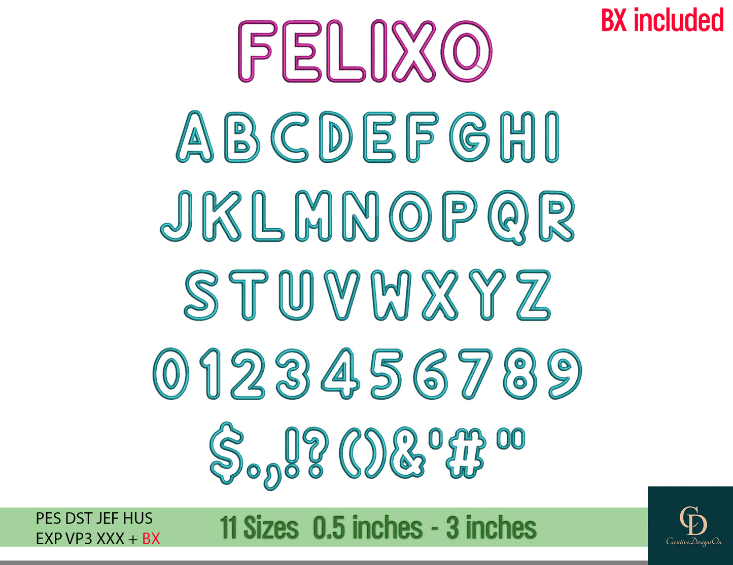 Machine Embroidery Fonts Bundle, Super BX Set of 12 Fonts, Monogram Alphabet, Satin Font, Boho Signature Font, 11 Sizes