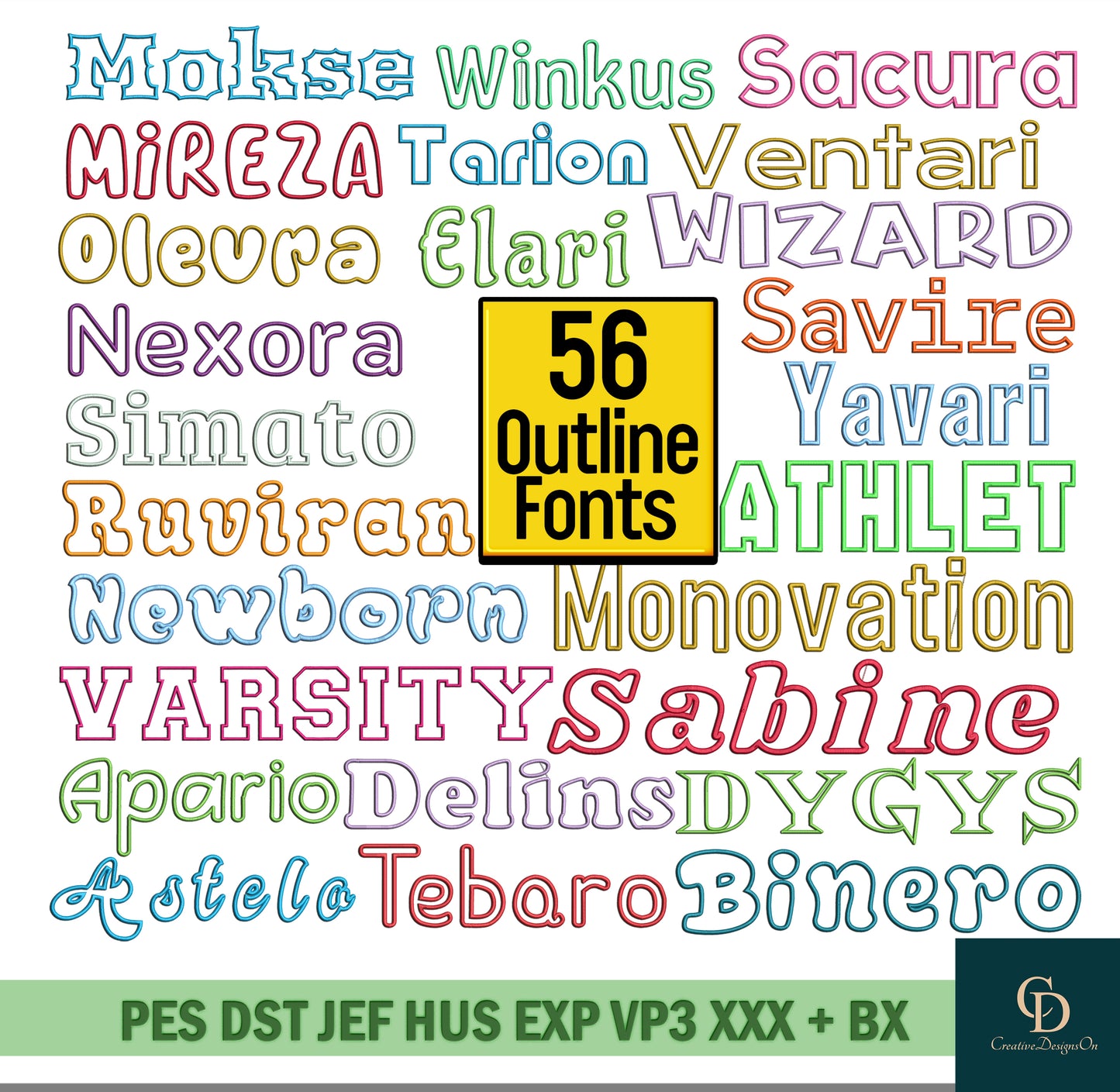 180 Embroidery Fonts, BX Native Fonts